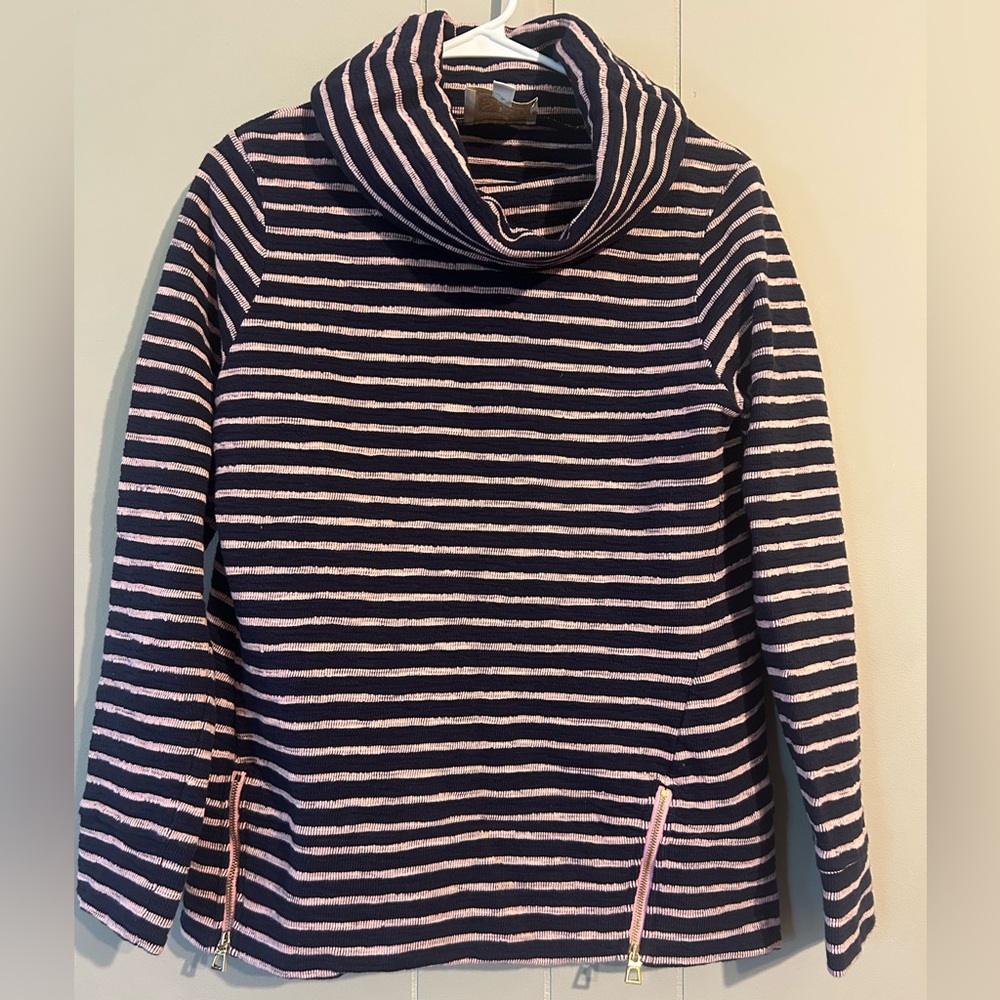 STS Sail To Sable Womens Navy & pink Stripe Cowl Neck Pullover size small